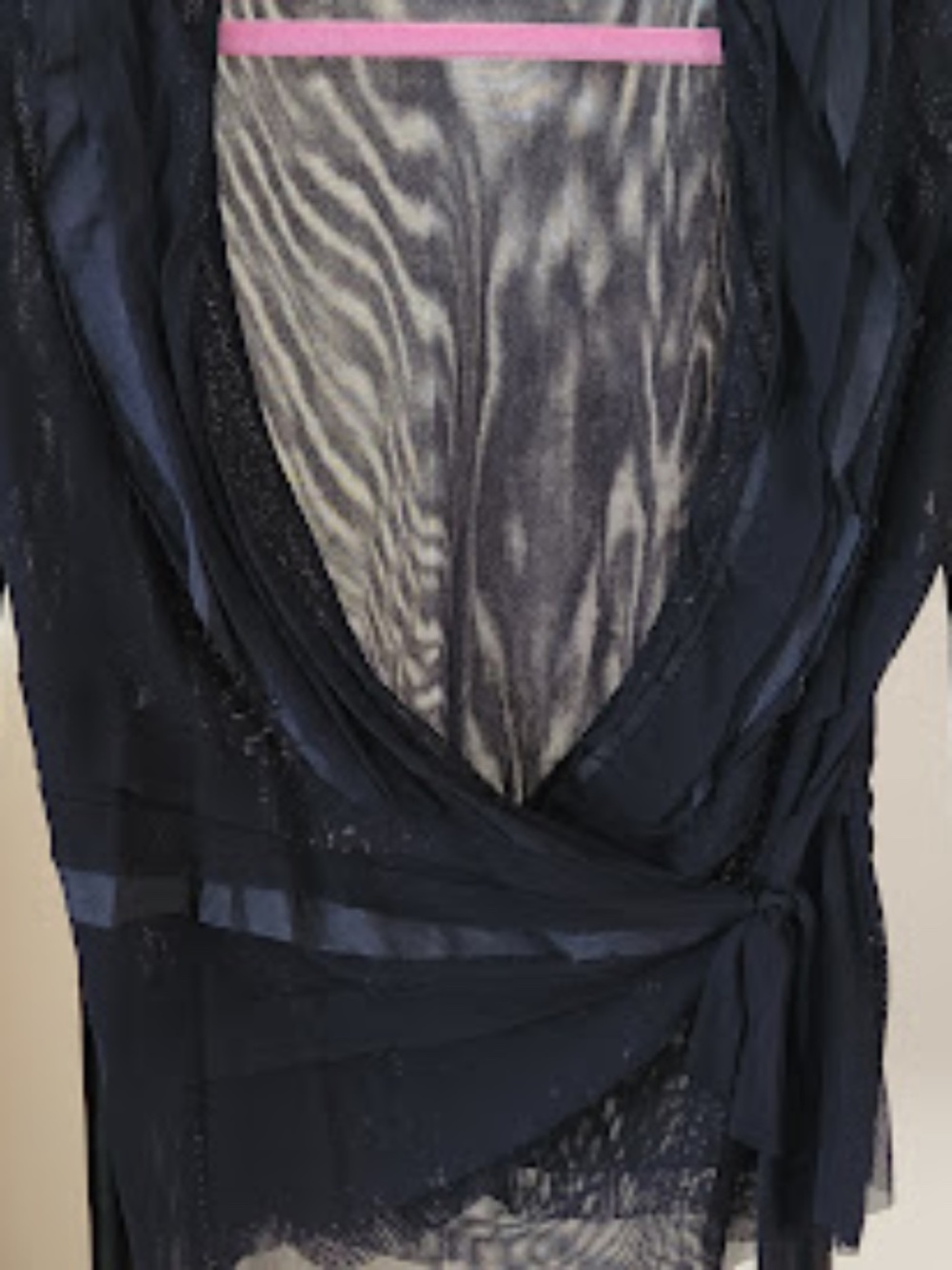 Odille Mesh black blouse, Women’s L, 100% Nylon, Like New